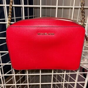 Michael Kors Large Saffiano Red Crossbody Bag